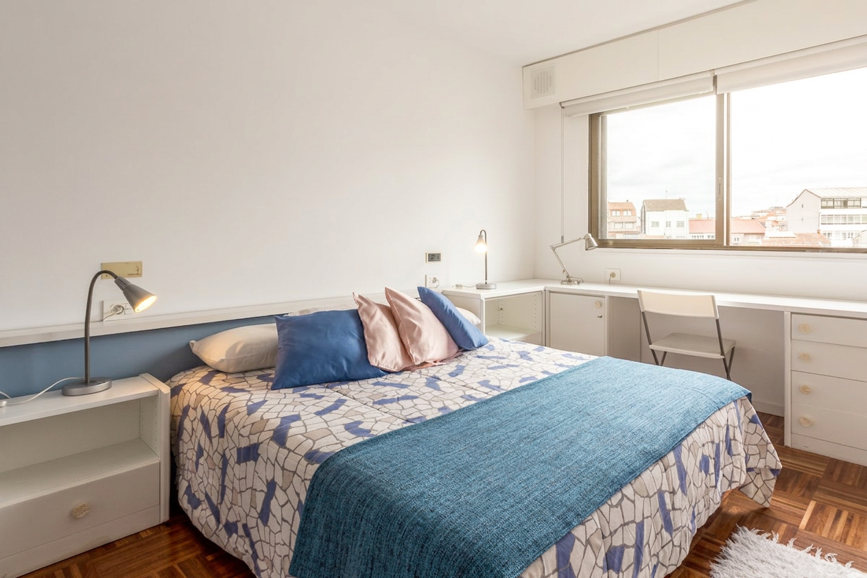 Dormitorio de apartamento de una habitación en Pontevedra centro